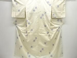 アンティーク　花模様織り出し手織り紬着物